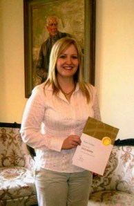 Katie Holmes with her Gold Award