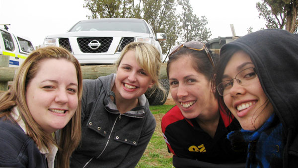 Shannon, Veronica, Jayde and April drove from Coober Pedy to watch the Saints play