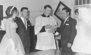My parents wedding. My mother and father are to the right of the priest