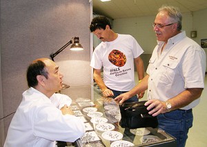 Opal Buyer Tony Wong with Paul Sedeawie and Holdfast Opals