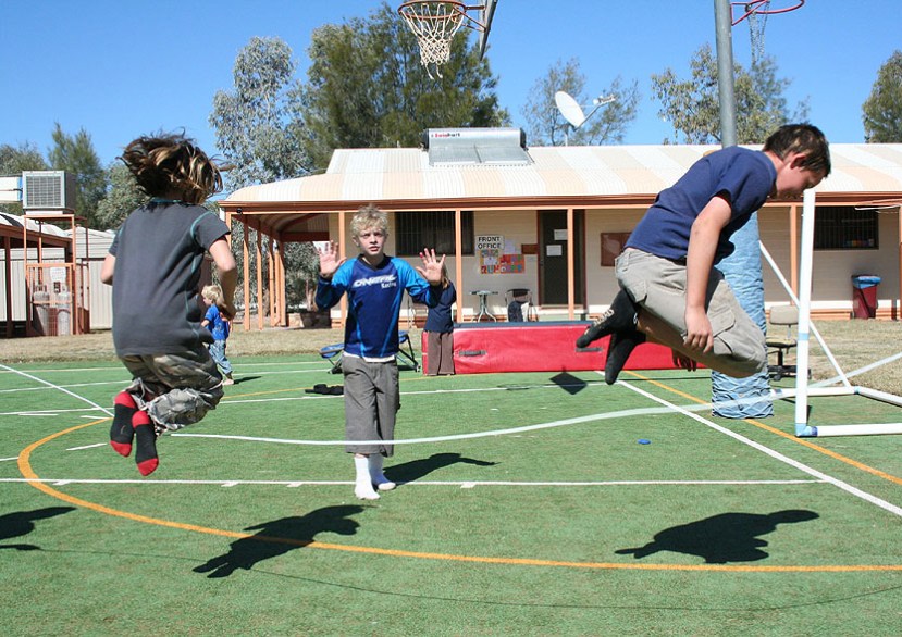 Keana, Kooper and Kale jump the long rope