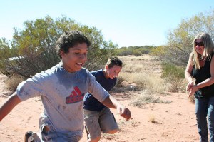 Mintabie students Lachlan and Kale doing the Fun Run dash
