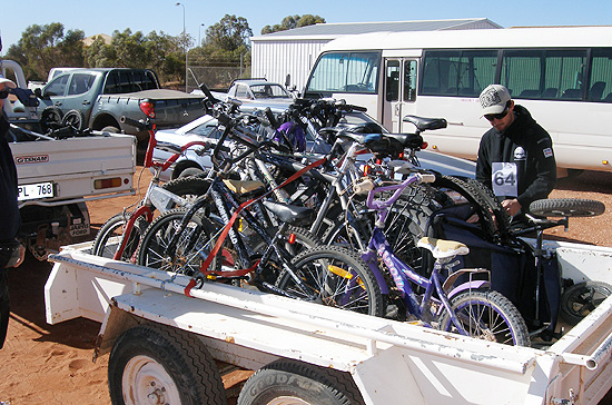The Bike trailer being secured for the trip out to the Breakaways