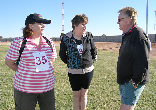 Miriam Kammermann, Kate McLeod and Trevor McLeod are some of the 10km Walkers preparing for their day in the desert