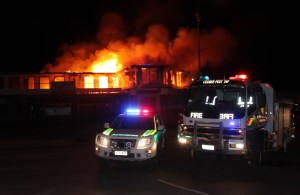 Volunteer services work all night to contain a fire in Hutchison Street Coober Pedy